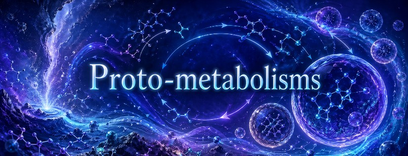 122 - Proto-metabolisms — cycles, couplings and out-of-equilibrium persistence Proto-metabolic network with cycles, incoming flows, outgoing flows and out-of-equilibrium maintenance.