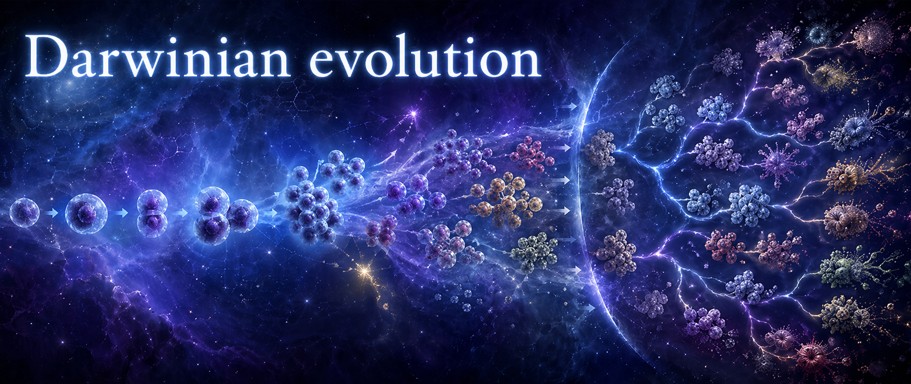 129 - Darwinian evolution — populations, mutations and cumulative selection Living population showing variation, heritability, environmental constraints and cumulative selection.