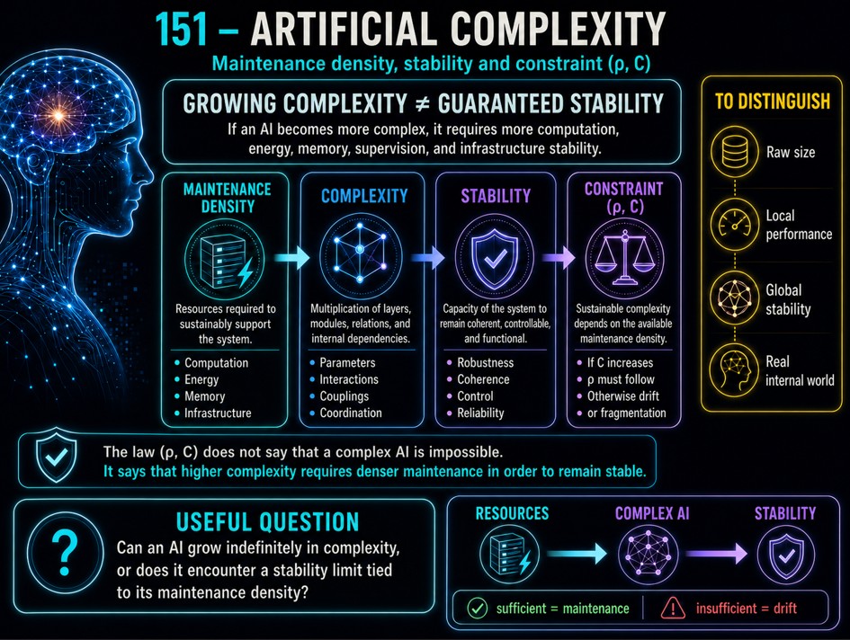 151 - Artificial Complexity — Maintenance Density, Stability and the ((\rho, C)) Constraint Artificial complexity, maintenance density, stability and the rho-C constraint.