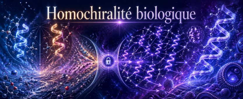 125 - Homochiralité biologique — amplification, verrouillage et orientation commune Amplification d’une orientation chirale commune dans un réseau prébiotique puis biologique.