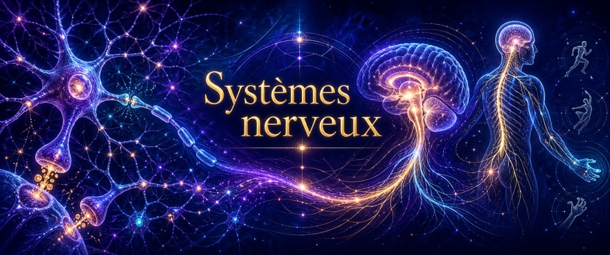 134 - Systèmes nerveux — intégration, commande et réponse organisée Système nerveux montrant signaux, intégration, commande motrice et réponse organisée.