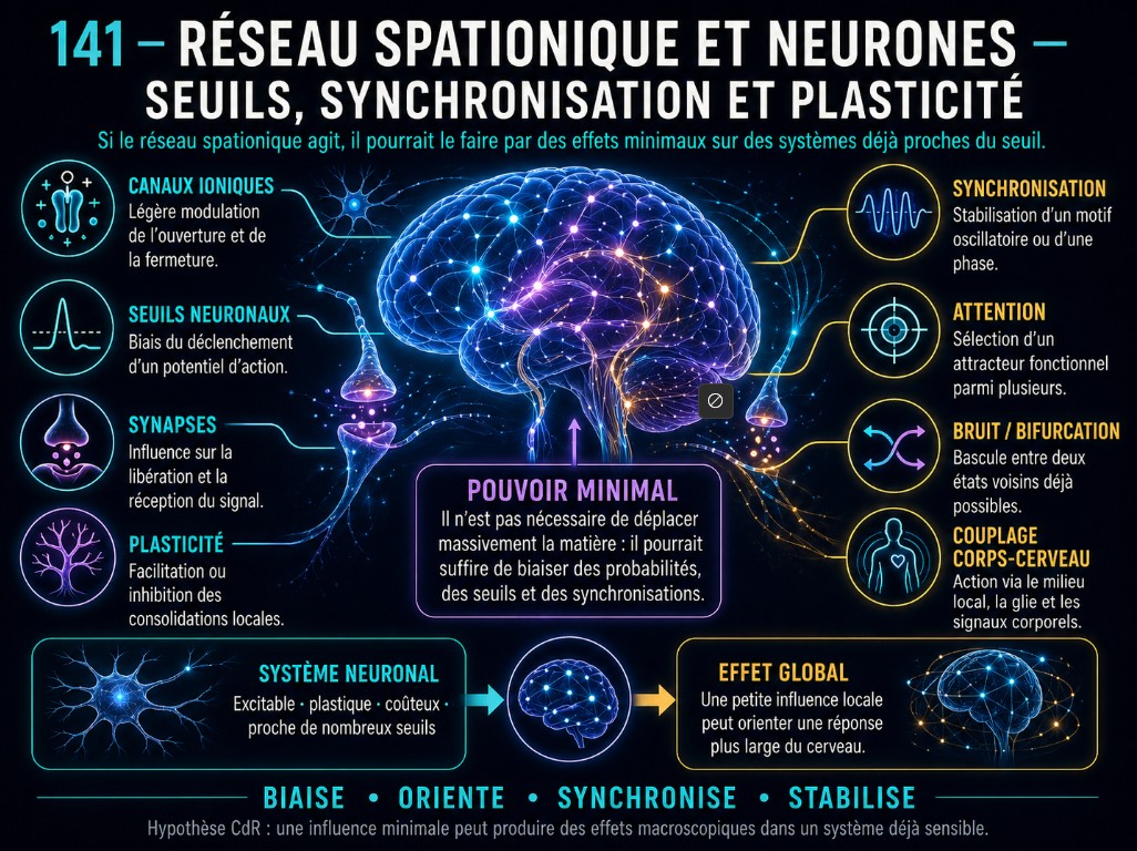 141 - Réseau spationique et neurones — seuils, synchronisation et plasticité Réseau spationique et neurones, seuils, synchronisation et plasticité.