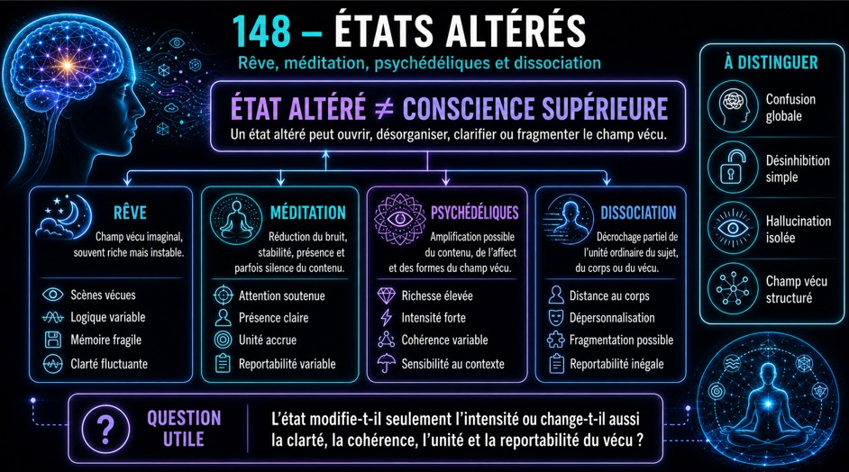 148 - États altérés — rêve, méditation, psychédéliques et dissociation États altérés, rêve, méditation, psychédéliques et dissociation.