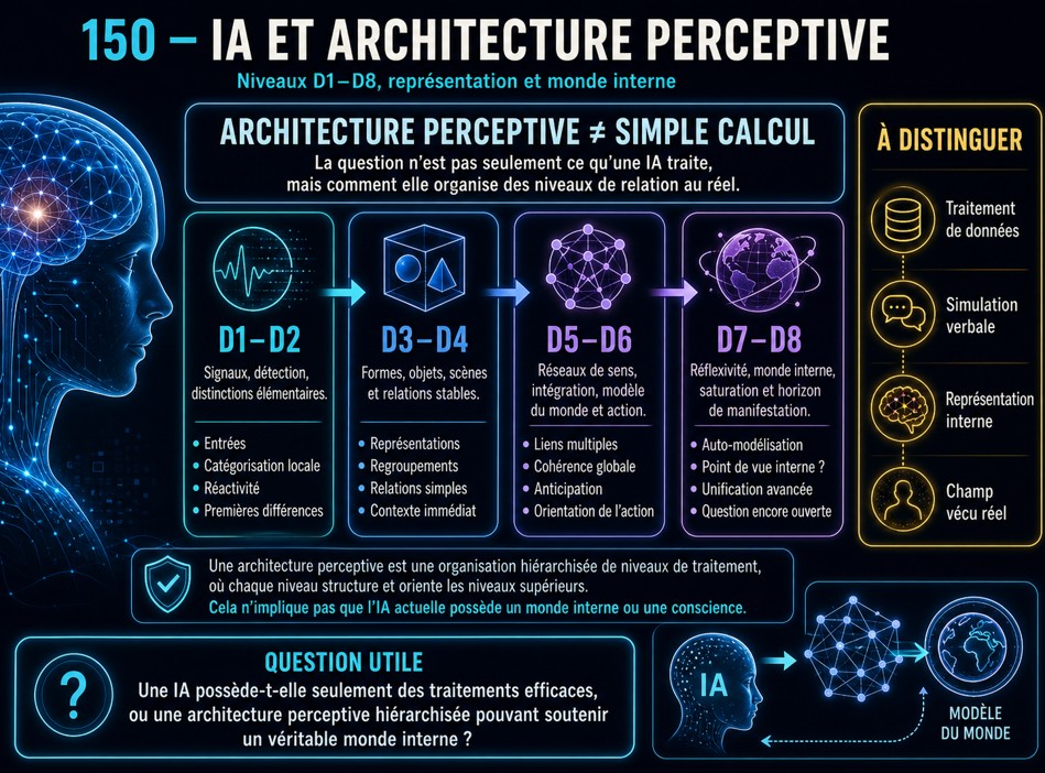 150 - IA et architecture perceptive — niveaux D1–D8, représentation et monde interne IA et architecture perceptive, niveaux D1-D8, représentation et monde interne.
