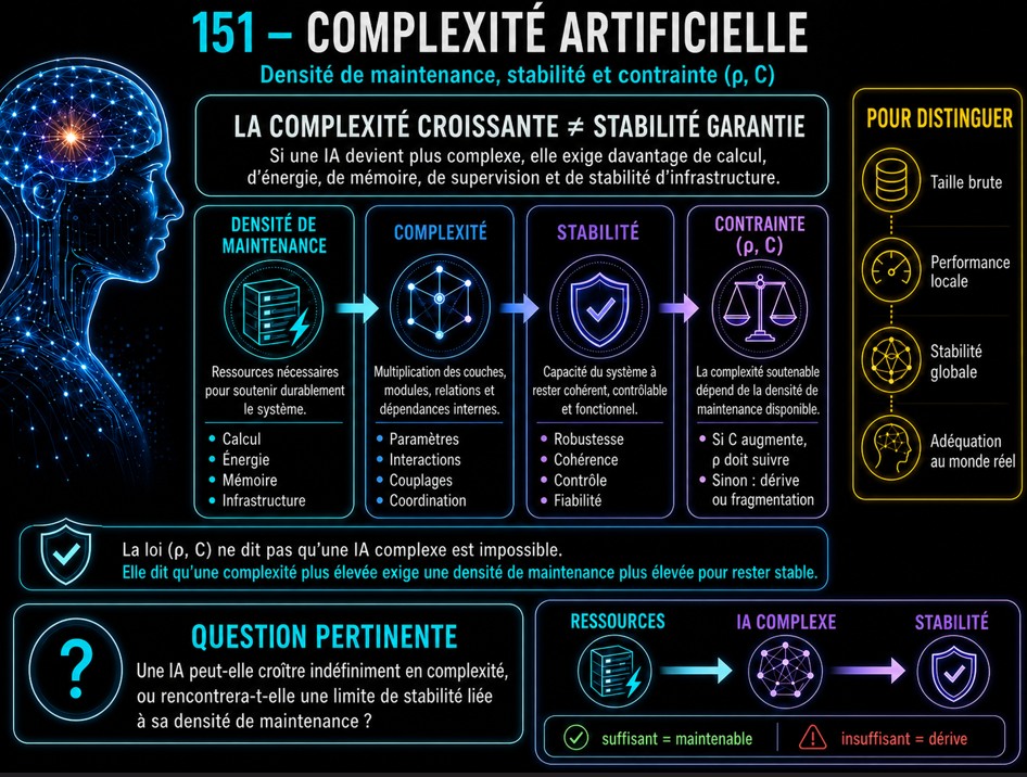 151 - Complexité artificielle — densité de maintenance, stabilité et contrainte ((\rho, C)) Complexité artificielle, densité de maintenance, stabilité et contrainte rho-C.